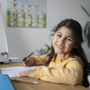Young child learning English